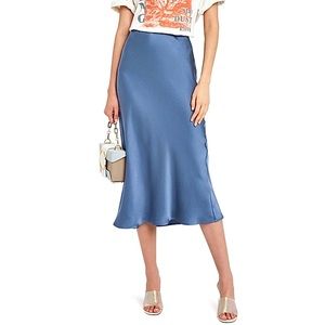 Code Mode Blue Silky Midi Skirt